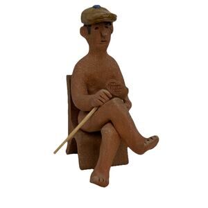 Vintage Louis Rizzo Holis Nude Golfer Four Piece Sculpture - Red Clay